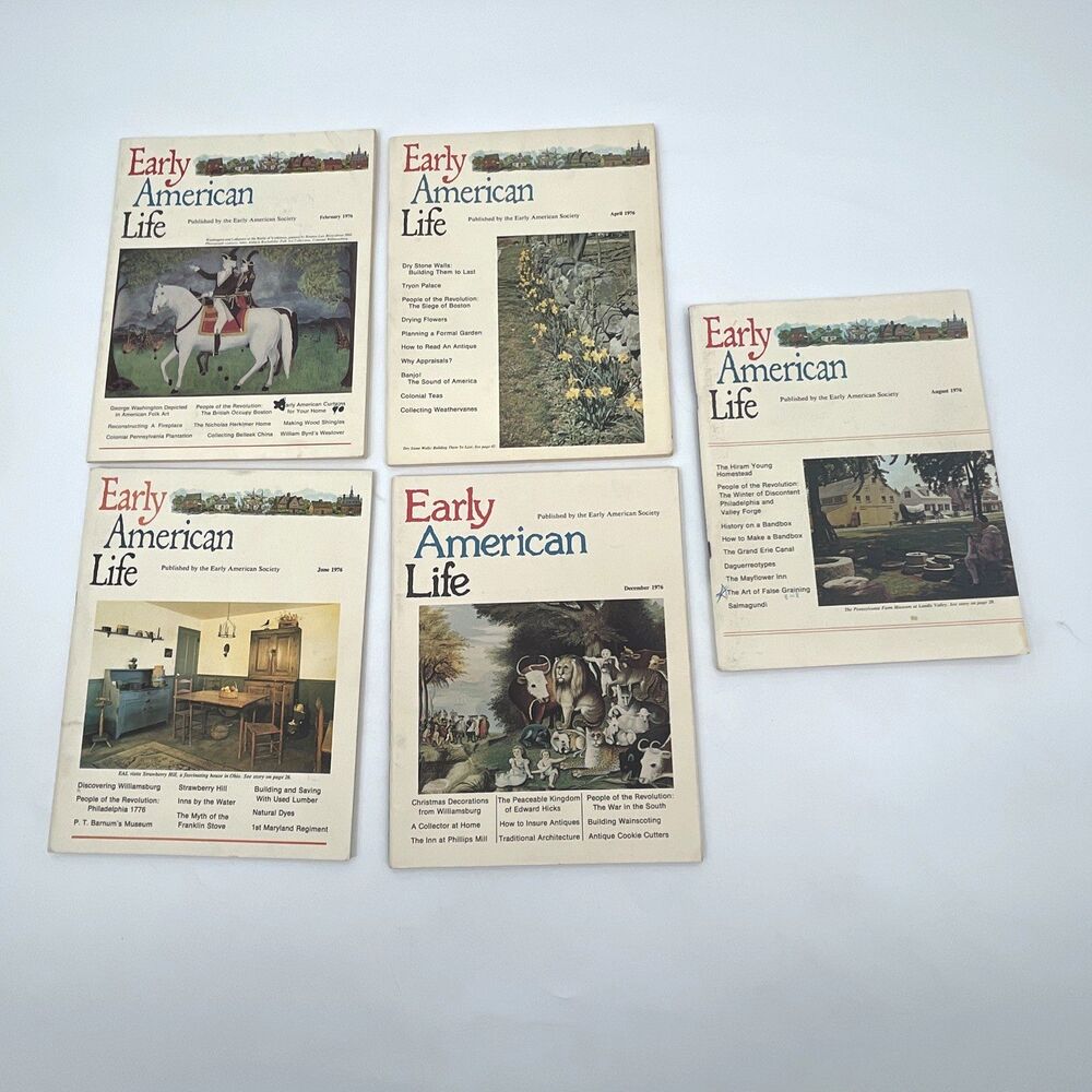 Early American Life Magazine Lot 5 Issues 1976 February-August December Vintage